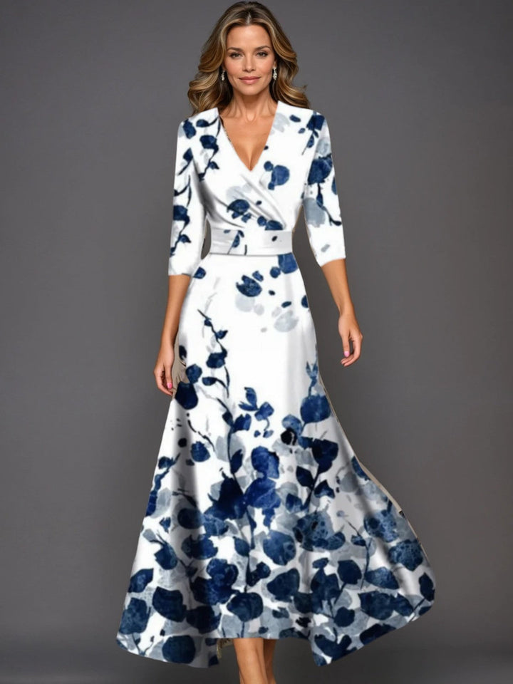 Zoe | Classic Floral V-Neck Maxi Dress