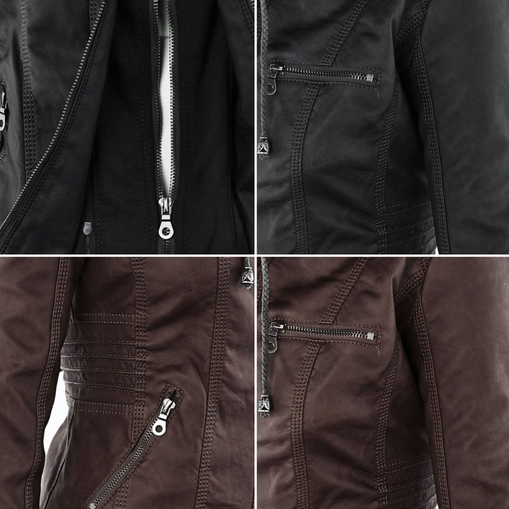 Olivia Women's Leather Jacket with Hood