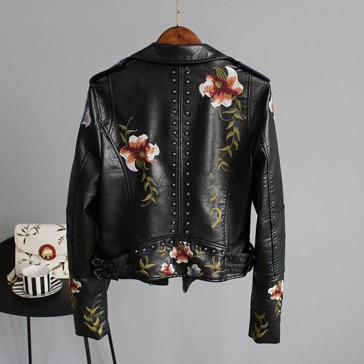 Ella | Embroidered Leather Jacket