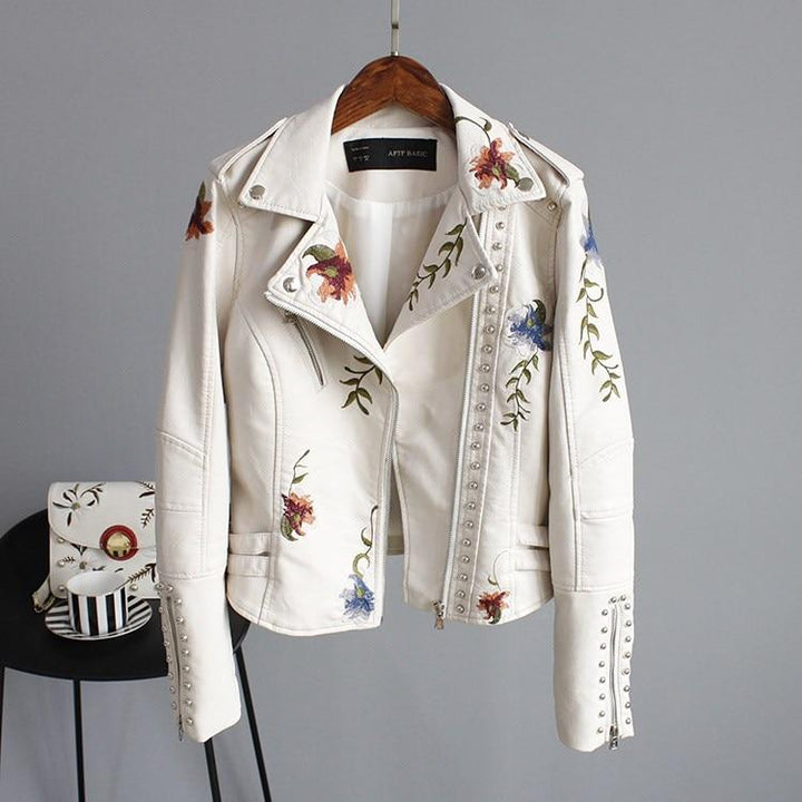 Ella | Embroidered Leather Jacket