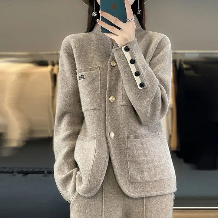 Isabella | Stand Collar Knit Cardigan
