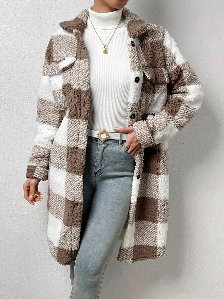 Aurora | Plush Plaid Longline Jacket