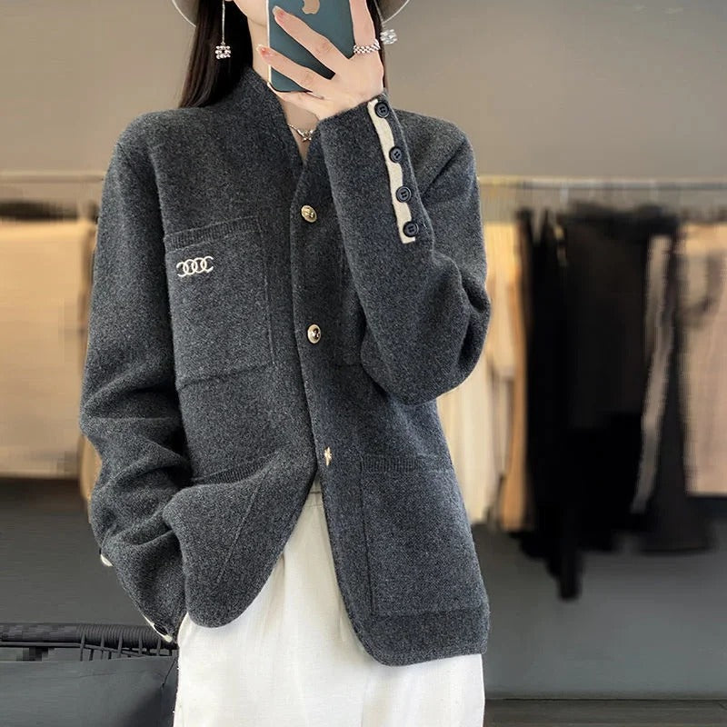 Isabella | Stand Collar Knit Cardigan