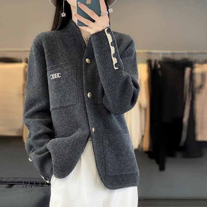 Isabella | Stand Collar Knit Cardigan