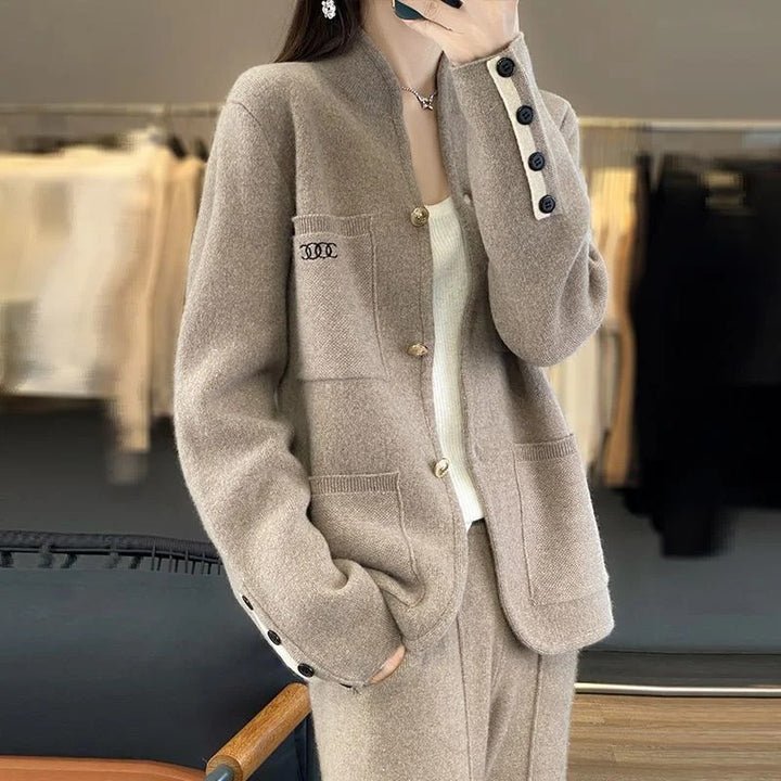 Isabella | Stand Collar Knit Cardigan