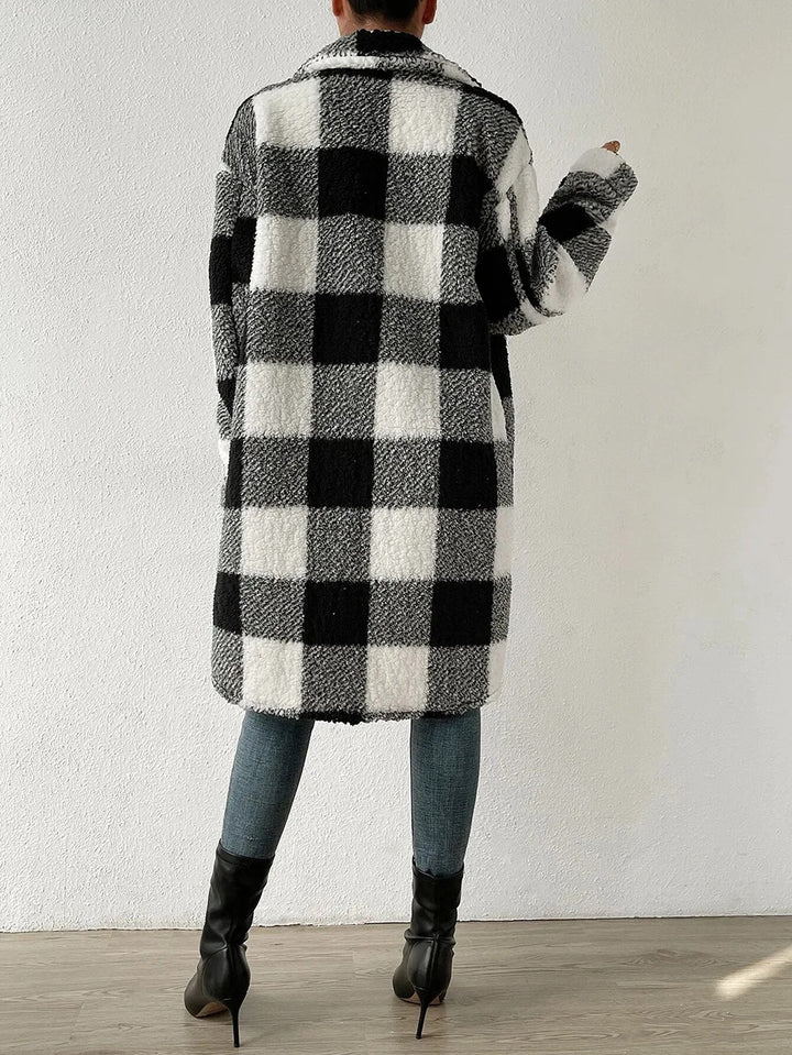 Aurora | Plush Plaid Longline Jacket