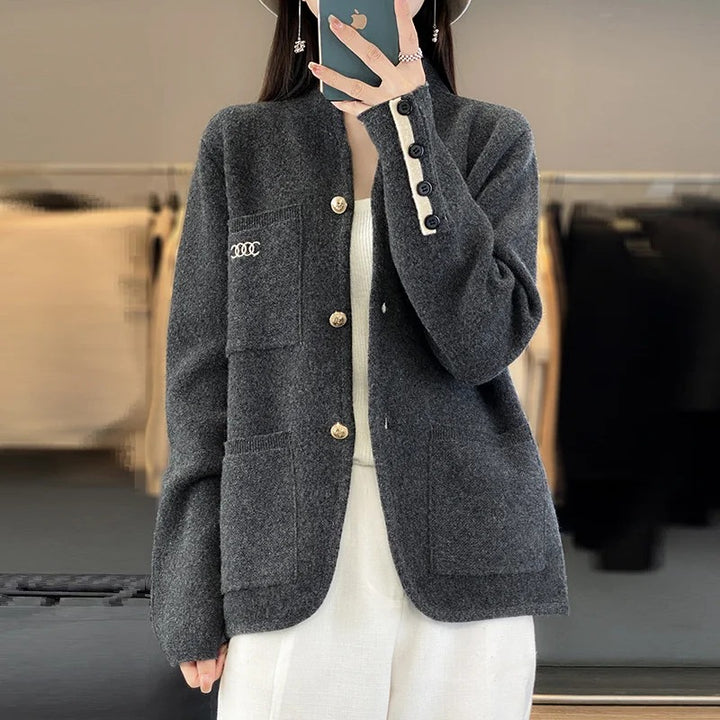 Isabella | Stand Collar Knit Cardigan