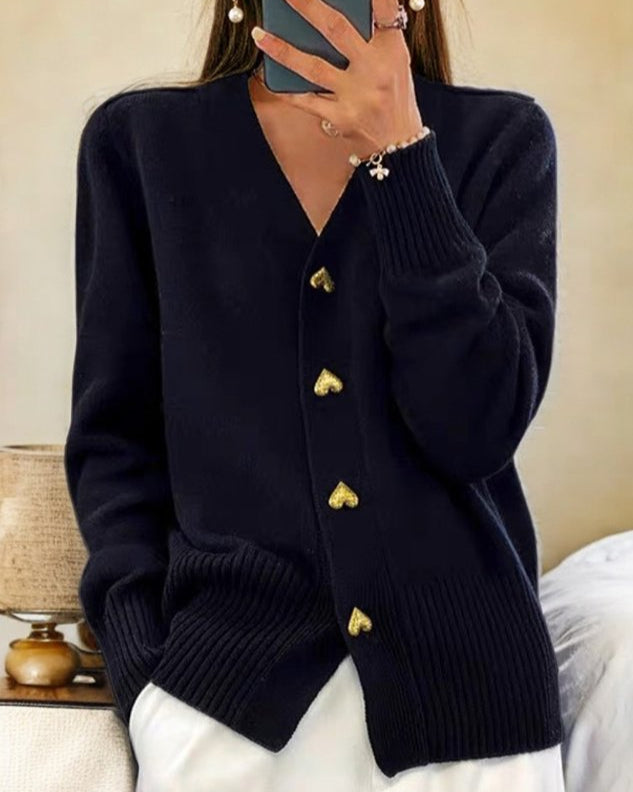 Adele | Heart Button Cardigan
