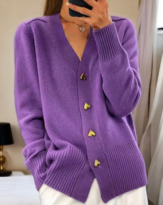 Adele | Heart Button Cardigan