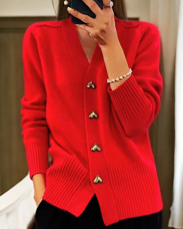 Adele | Heart Button Cardigan