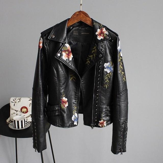 Ella | Embroidered Leather Jacket
