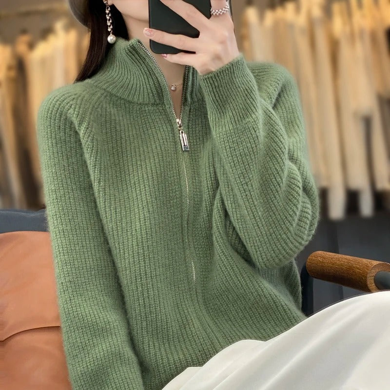 Vienna | Pure Wool Zipper Cardigan