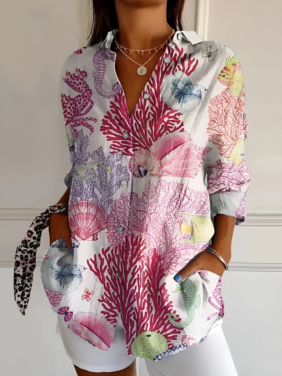Maja | Floral Wave Cotton Blouse