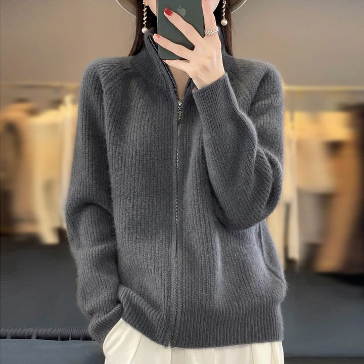 Vienna | Pure Wool Zipper Cardigan