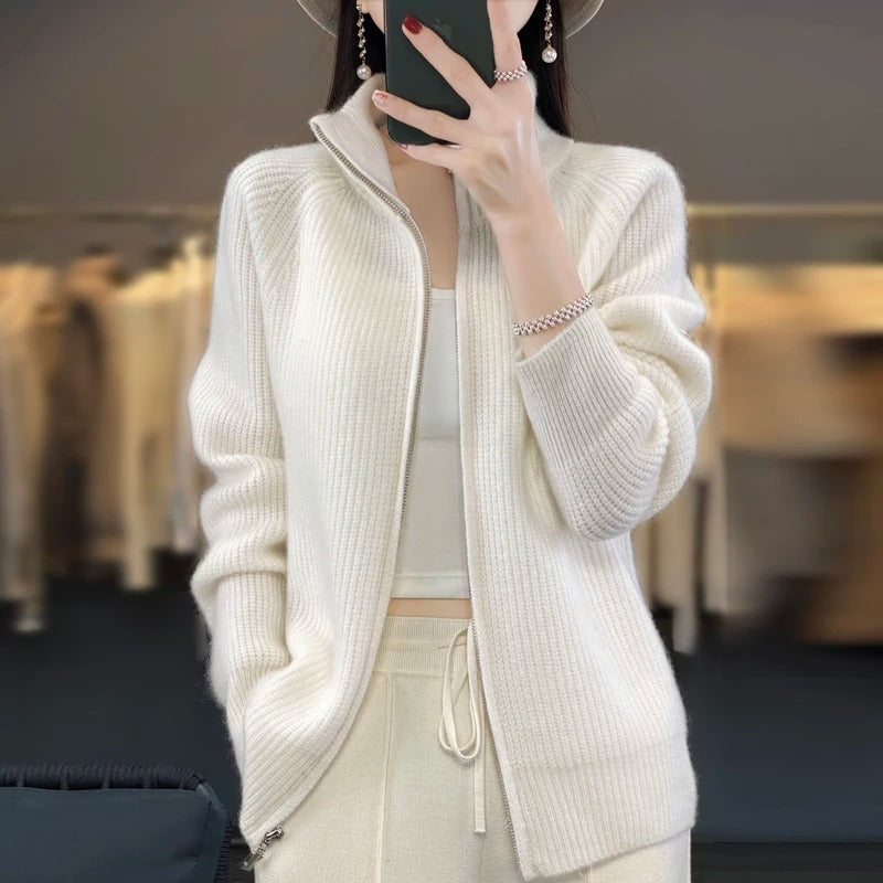 Vienna | Pure Wool Zipper Cardigan